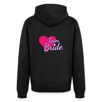 Team Bride Heart - Unisex Premium Bio Zip Hoodie - Schwarz - Hinten - Nico (187cm)