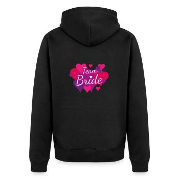 Team Bride Hearts - Unisex Premium Bio Zip Hoodie - Schwarz - Hinten - Nico (187cm)