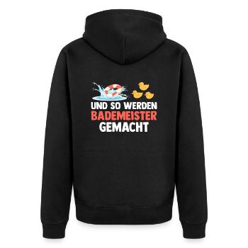 Rettungsschwimmer Bademeister - Unisex Premium Bio Zip Hoodie - Schwarz - Hinten - Nico (187cm)