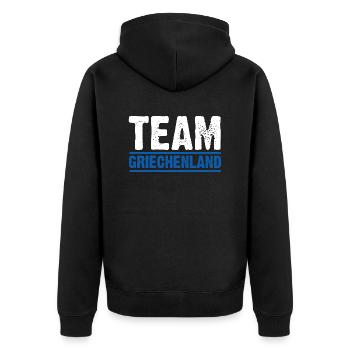 Griechen Grieche Griechenland - Unisex Premium Bio Zip Hoodie - Schwarz - Hinten - Nico (187cm)
