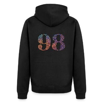 98e anniversaire léopard - Veste à capuche bio Premium Unisexe - noir - Dos - Nico (187cm)