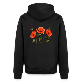 Flowers - Unisex Premium Organic Zip Hoodie - black - Back - Nico (187cm)