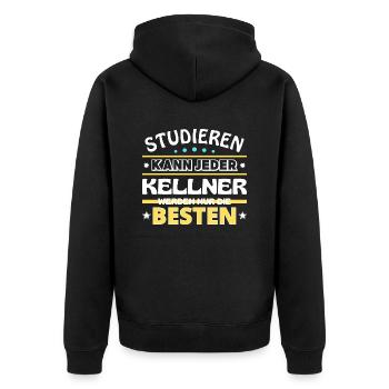 Studieren kann jeder Kellner sind die Besten - Unisex Premium Bio Zip Hoodie - Schwarz - Hinten - Nico (187cm)