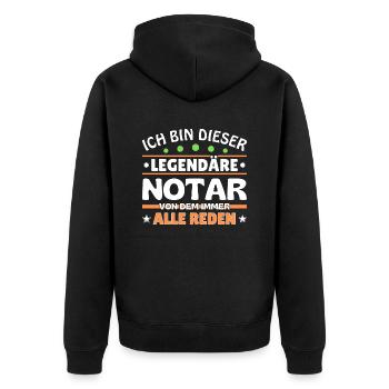 I'm that legendary notary - Unisex Premium Organic Zip Hoodie - black - Back - Nico (187cm)