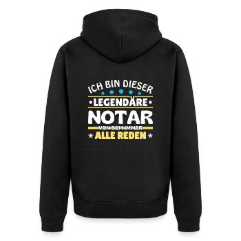 I'm that legendary notary - Unisex Premium Organic Zip Hoodie - black - Back - Nico (187cm)