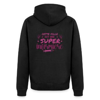 Dieses Mädchen ist eine großartige Krankenschwester - Unisex Premium Bio Zip Hoodie - Schwarz - Hinten - Nico (187cm)