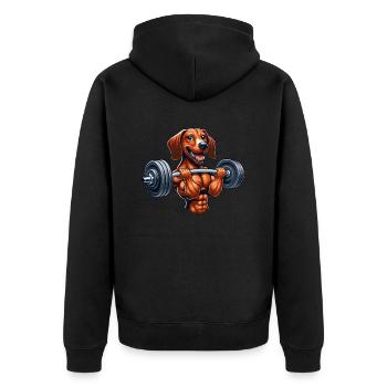 Entraînement sportif de teckel haltérophilie - Veste à capuche bio Premium Unisexe - noir - Dos - Nico (187cm)