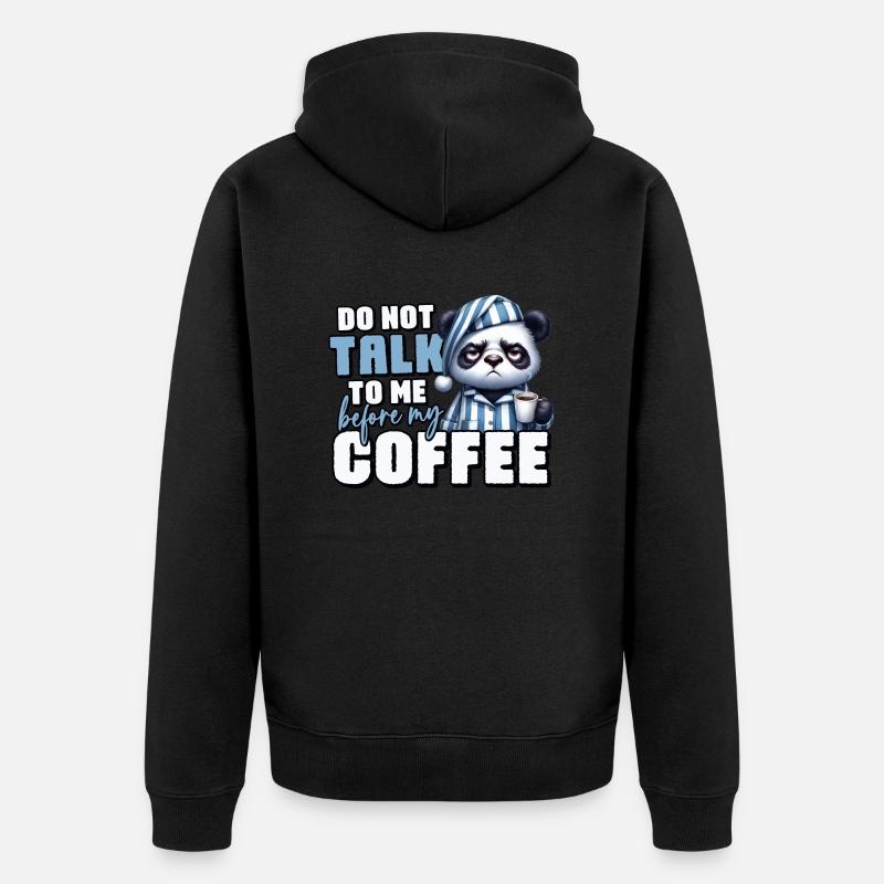 Ours panda avec du café - Veste à capuche bio Premium Unisexe - noir
