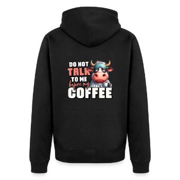 Vache fatiguée avec du café - Veste à capuche bio Premium Unisexe - noir - Dos - Nico (187cm)