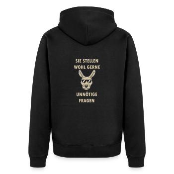 Känguruh sie stellen wohl gerne - Unisex Premium Bio Zip Hoodie - Schwarz - Hinten - Nico (187cm)