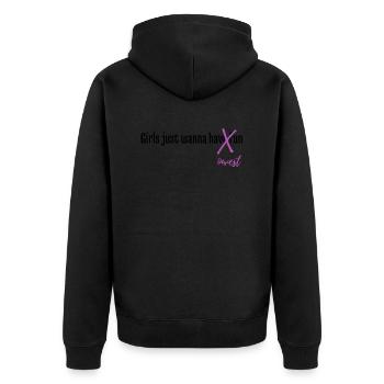 Girls just wanna invest - Unisex Premium Bio Zip Hoodie - Schwarz - Hinten - Nico (187cm)