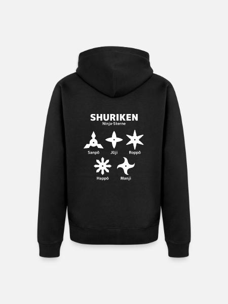 Shuriken - Ninja Sterne - Unisex Premium Bio Zip Hoodie - Schwarz