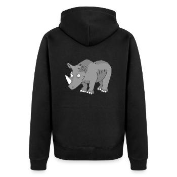 Rhino 1 - Unisex Premium Organic Zip Hoodie - black - Back - Nico (187cm)