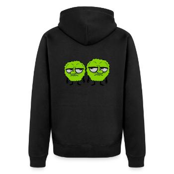 2 Monster Augen verdrehen - Unisex Premium Bio Zip Hoodie - Schwarz - Hinten - Nico (187cm)
