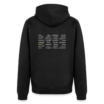 Football Cities Green Bay - Unisex Premium Bio Zip Hoodie - Schwarz - Hinten - Nico (187cm)