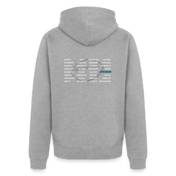 Football Cities Philadelphia - Unisex Premium Bio Zip Hoodie - Grau meliert - Hinten - Nico (187cm)