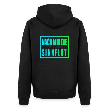 Nach mir die Sinnflut 2 - Unisex Premium Bio Zip Hoodie - Schwarz - Hinten - Nico (187cm)