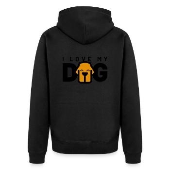 I LOVE MY DOG - Unisex Premium Bio Zip Hoodie - Schwarz - Hinten - Nico (187cm)