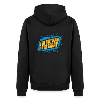 only talking to dog - Unisex Premium Bio Zip Hoodie - Schwarz - Hinten - Nico (187cm)