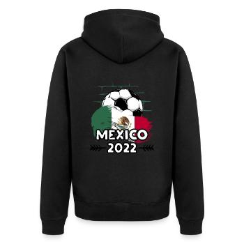 Mexiko Mexico 2022 Fußball - Unisex Premium Bio Zip Hoodie - Schwarz - Hinten - Nico (187cm)