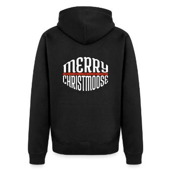couples joke american elk dinosaur moon - Unisex Premium Bio Zip Hoodie - Schwarz - Hinten - Nico (187cm)