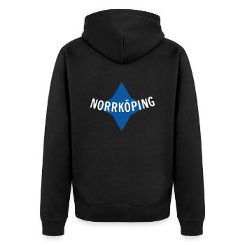 Norrköping - Unisex Premium Organic Zip Hoodie - black - Back - Nico (187cm)
