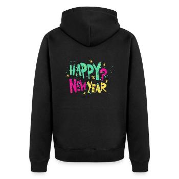 Happy New Year - Unisex Premium Bio Zip Hoodie - Schwarz - Hinten - Nico (187cm)
