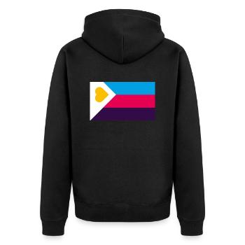 polyamouröse NEW Pride Flagge - Unisex Premium Bio Zip Hoodie - Schwarz - Hinten - Nico (187cm)