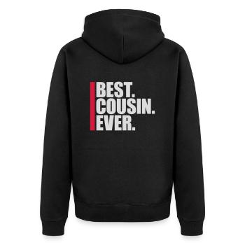 best cousin ever quote - Unisex Premium Organic Zip Hoodie - black - Back - Nico (187cm)