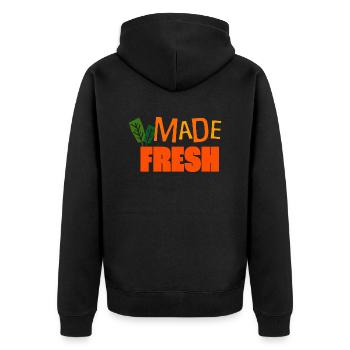 Made Fresh - Unisex Premium Organic Zip Hoodie - black - Back - Nico (187cm)