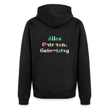 Alles Gute zum Geburtstag - Unisex Premium Bio Zip Hoodie - Schwarz - Hinten - Nico (187cm)