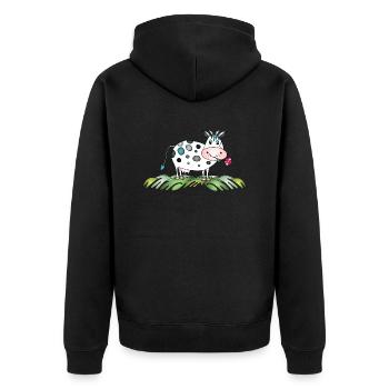 Cow - Unisex Premium Organic Zip Hoodie - black - Back - Nico (187cm)