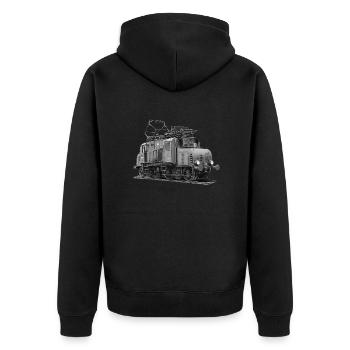 Lokomotive Elektro E71 Deutsche Reichsbahn - Unisex Premium Bio Zip Hoodie - Schwarz - Hinten - Nico (187cm)