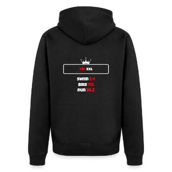 T shirt triathlon Distance XXL - Veste à capuche bio Premium Unisexe - noir - Dos - Nico (187cm)