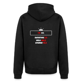 T shirt triathlon Distance XXL - Veste à capuche bio Premium Unisexe - noir - Dos - Nico (187cm)