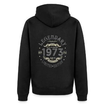 1973 Anniversary legendary since 1973 - Unisex Premium Organic Zip Hoodie - black - Back - Nico (187cm)