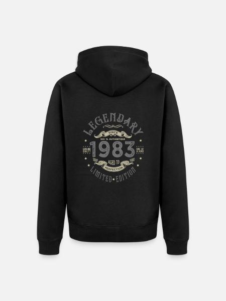 1983 Anniversary legendary since 1983 - Unisex Premium Organic Zip Hoodie - black