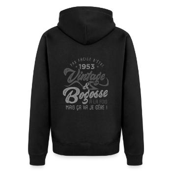 1953 Anniversaire vintage bogosse de 70 Ans - Veste à capuche bio Premium Unisexe - noir - Dos - Nico (187cm)