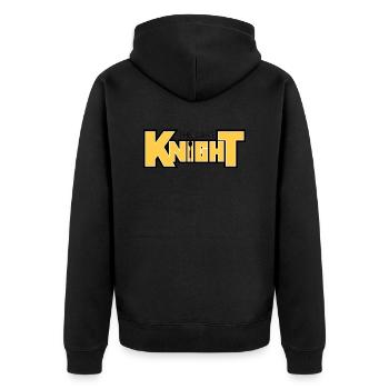 The Dart Knight Schriftzug - Unisex Premium Bio Zip Hoodie - Schwarz - Hinten - Nico (187cm)