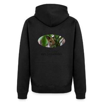 Alle Katzen sind schön - Unisex Premium Bio Zip Hoodie - Schwarz - Hinten - Nico (187cm)