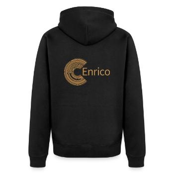 Für Enrico - Unisex Premium Bio Zip Hoodie - Schwarz - Hinten - Nico (187cm)