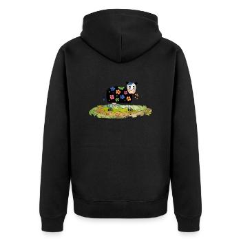 Cow - Unisex Premium Organic Zip Hoodie - black - Back - Nico (187cm)