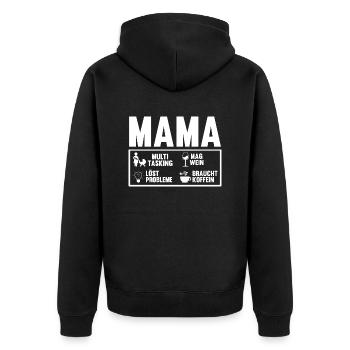 Mutter Muttertag Mama - Unisex Premium Bio Zip Hoodie - Schwarz - Hinten - Nico (187cm)