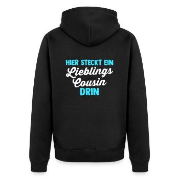 Lieblings Cousin - Unisex Premium Bio Zip Hoodie - Schwarz - Hinten - Nico (187cm)