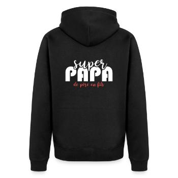 Super Papa, de père en fils - Veste à capuche bio Premium Unisexe - noir - Dos - Nico (187cm)