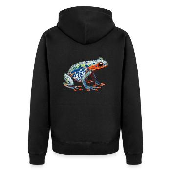 Pfeilgiftfrosch schön coloriert in bunten Farben - Unisex Premium Bio Zip Hoodie - Schwarz - Hinten - Nico (187cm)