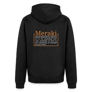 Meraki Greek Funny Motivational Saying - Unisex Premium Organic Zip Hoodie - black - Back - Nico (187cm)