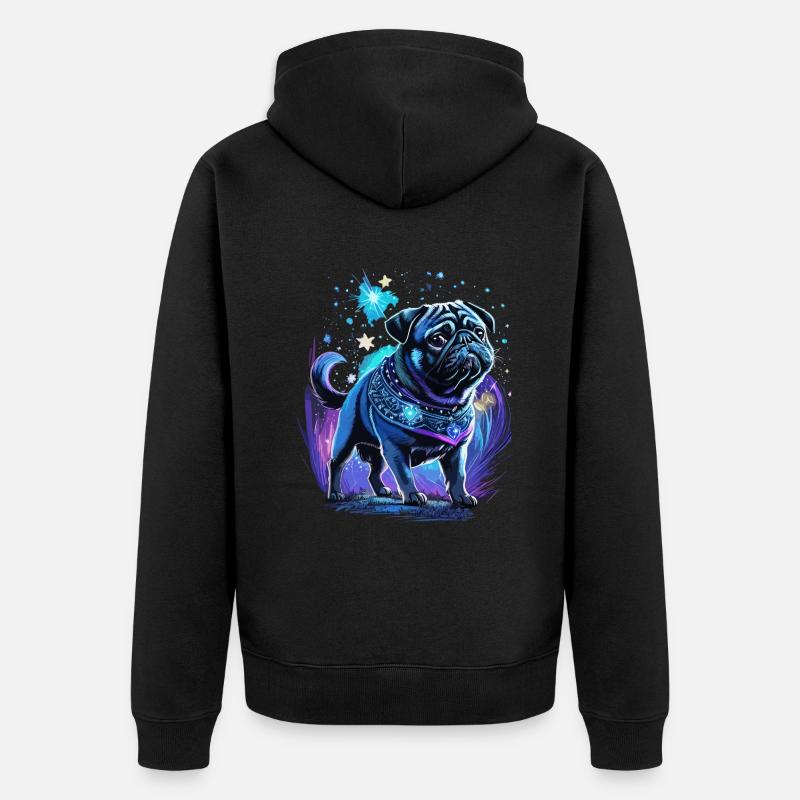 Mitternachtszauber Mops Hund - Unisex Premium Bio Zip Hoodie - Schwarz