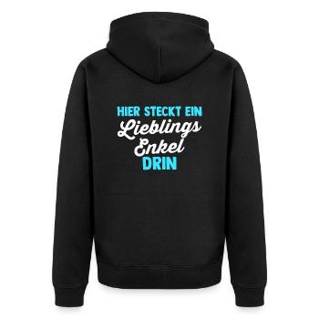 Enkel - Unisex Premium Bio Zip Hoodie - Schwarz - Hinten - Nico (187cm)