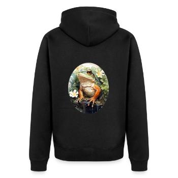 Frog - Unisex Premium Organic Zip Hoodie - black - Back - Nico (187cm)